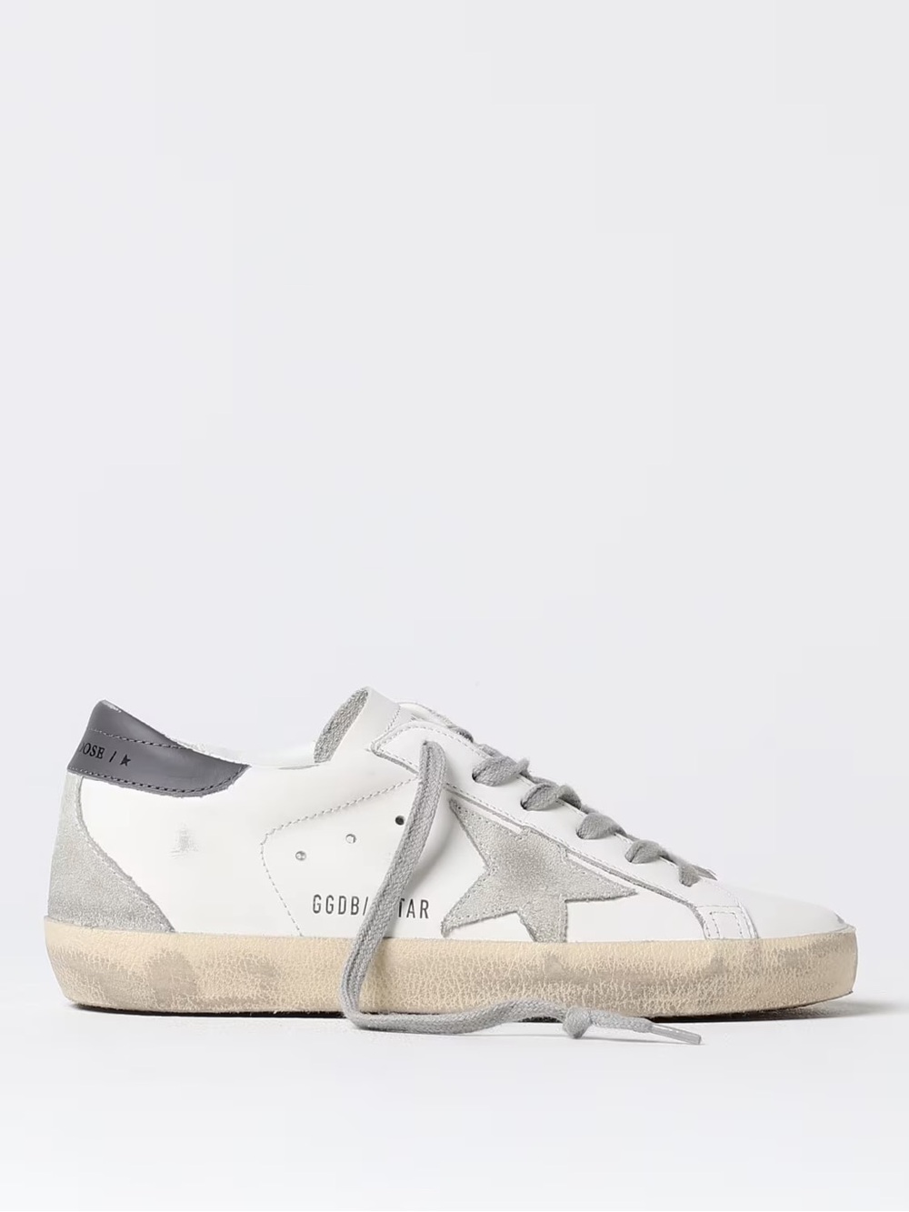 Golden Goose Superstar Sneaker White Leather/Dark Gray Heel/Ice sz 38 New in Box